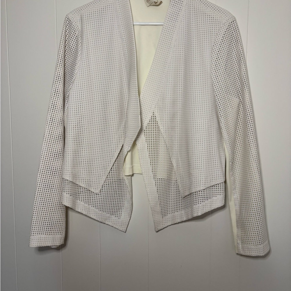 Chico's White Waterfall Blazer with Asymmetrical Design